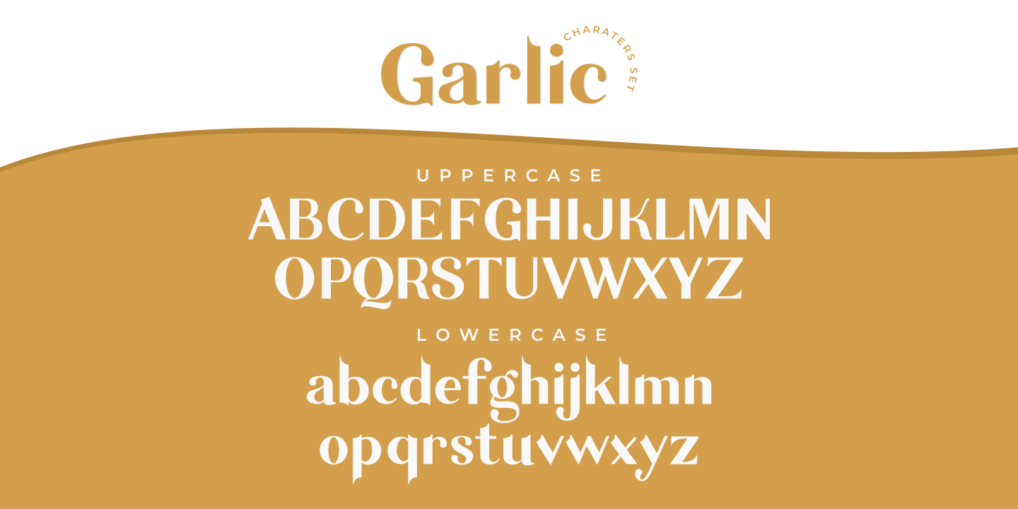 Ejemplo de fuente Garlic Outline Italic